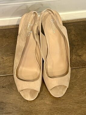 Charles by Charles David Blush Suede Peep-Toe Slingback wedge